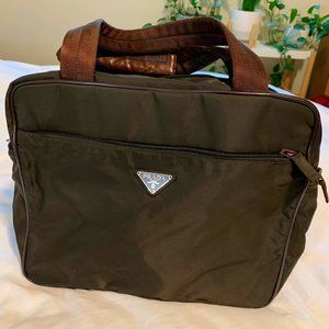 Prada Nylon Duffle Travel Bag in brown